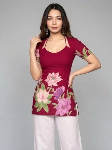 Image of ANNI Designer Cotton Short Kurti for Women | Stylish Kurti | Short Kurti Top | Casual Kurta for Women | Comfortable Cotton Kurtis for Womens