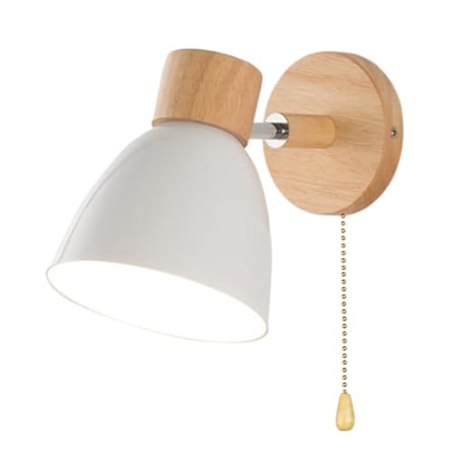 Applique murale moderne bois pour chambre et salon blanche avec interrupteur