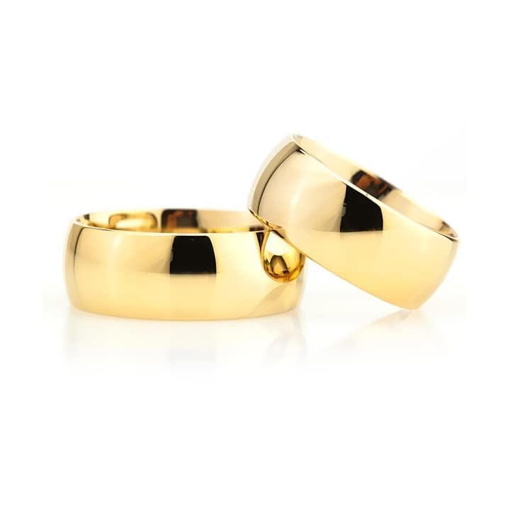 Conjunto de alianzas de boda a juego para parejas chapadas en oro de 14 quilates Conjunto de anillos de bodas de plata personalizados para hombre y mujer