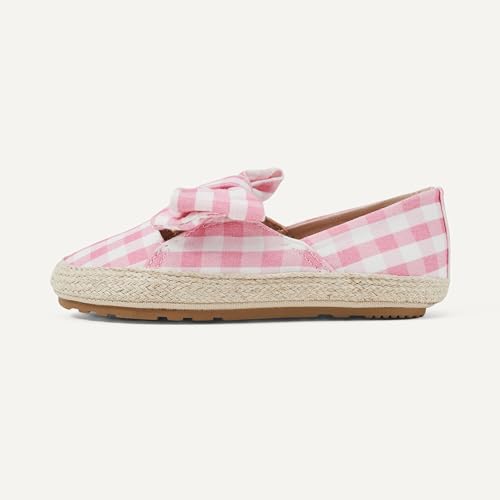 Amazon Essentials x Sofia Grainge Girls' Cotton Espadrilles with Bow, Pink Gingham, 9 Toddler - image 2