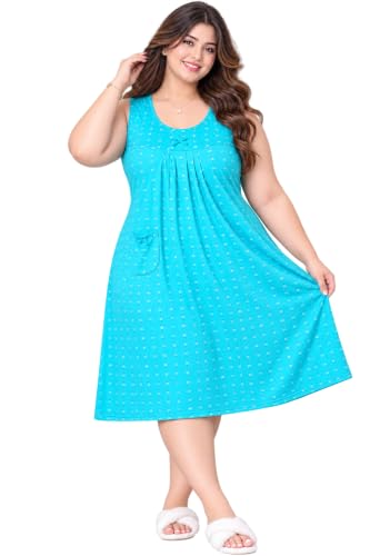 Image of Onekbhalo Women Cotton Night Dress Printed Culf Length Night Gown Short Nighty