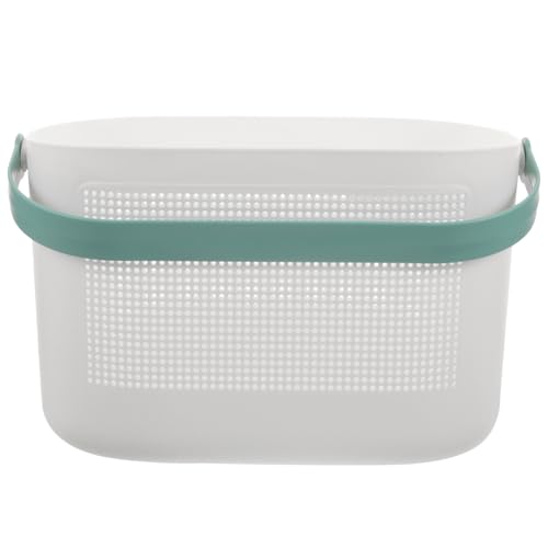 Beavorty Cesta de Plástico para Baño Asa, Organizador Portátil para Artículos de Tocador y Champú, Almacenamiento Práctico para Ducha y Cocina en Hogar Verde
