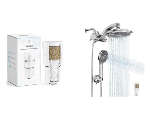 Up to 6 Months, 1 Extra Filter, Veken Filtered Shower Head with Handheld
