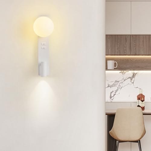 Aplique de pared de vidrio moderno con luz LED e interruptor integrado 7