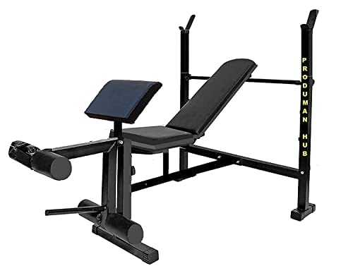 PRODUMAN HUB Home Gym Bench Gym Exercise Bench, Weight Lifting Multi BenchFlat,Incline,Decline,Preacher,LEG extension,leg curl (250 kg Capacity) Black