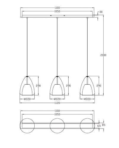 Plafonnier suspendu Straight Bar Fabas Luce Britton à douille E27 - 3
