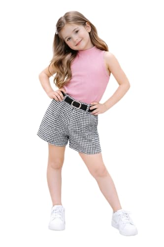 Image of Girl's Solid Cotton Blend Style Top and Shorts Set