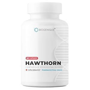 Biogenique Hawthorn – 60 Capsules Hawthorn Berry Extra 350 mg – Cardiovascular Health Support, Heart Health supplement Made In Canada, Non-GMO, Vegan