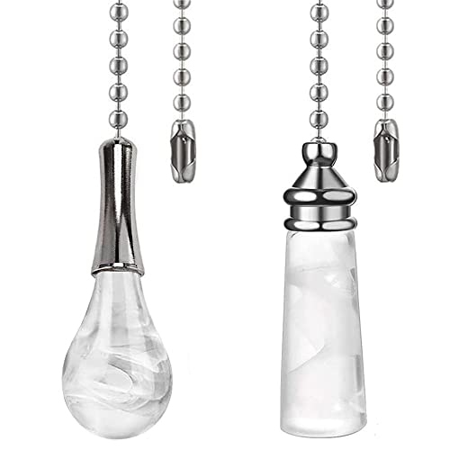 Image of Ceiling Fan Pull Chain Ornaments 12 Inches Crystal Glass Perfume Bottle and Light Bulb Pull Chain Extension For Ceiling Light Lamp Fan Chain 2 Pcs (Nickel)