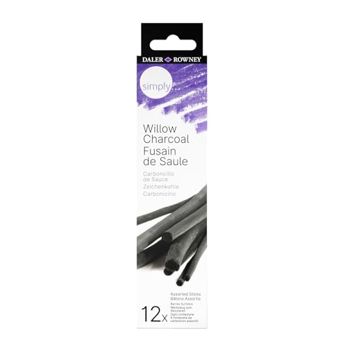 Daler-Rowney Simply Charcoal Sticks, Cardboard Box, Willow Charcoal Set, 12pcs