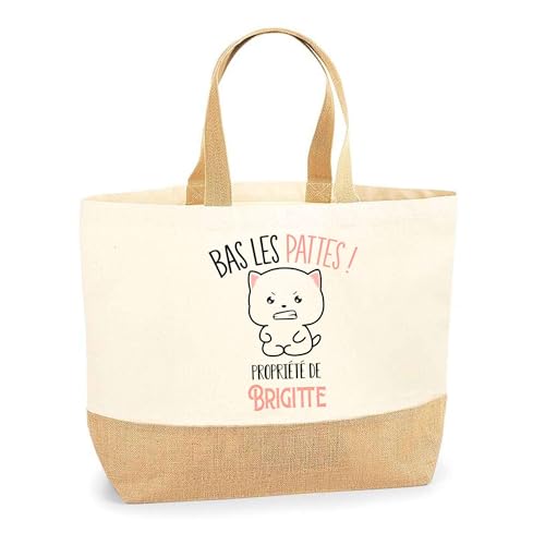 Sac jute Brigitte Chat pour la Fête des mères idée cadeau cabas