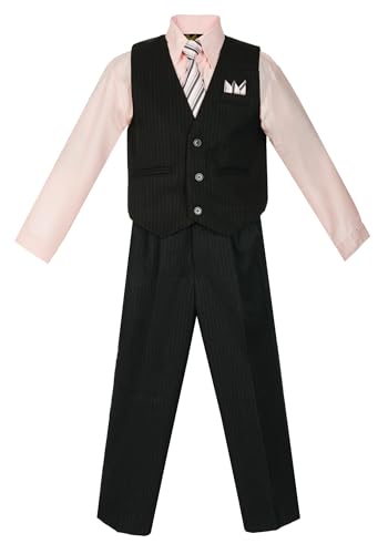 Rafael Boy's 5-Piece Vest and Pant Set with Shirt, Tie and Hanky - Pink 14