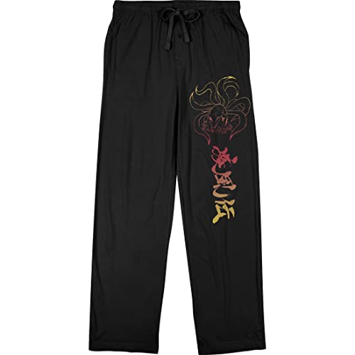 Bioworld Naruto Shippuden Ninetails Kanji Men's Black Sleep Pajama Pants