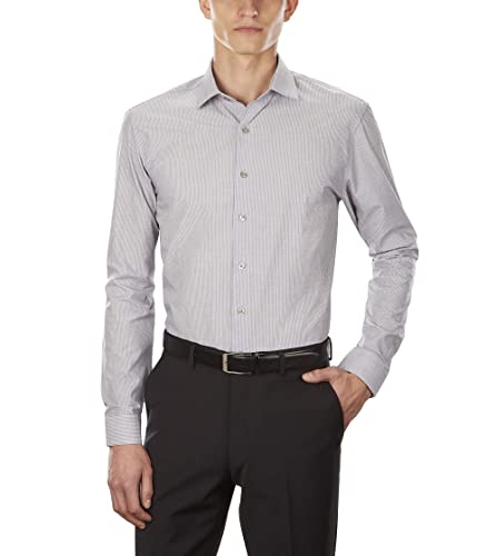 Unlisted by Kenneth Cole mens Slim Fit Checks and Stripes (Patterned) Dress Shirt, Carbon, 16 -16.5 Neck 34 -35 Sleeve US