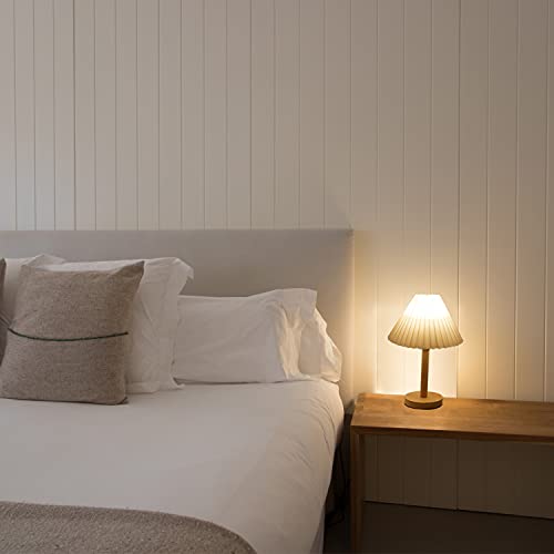 Zenply Small Table Lamp, Bedside Lamp Nightstand Lamp Mini Lamp Table Lamp For Bedroom Living Room Side Table Small Spaces, Pleated Table Lamp Aesthetic Vintage Lamp Warm White Led Bulb Included #TOP1