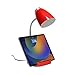 Simple Designs LD1002-RED Gooseneck Organizer Desk Lamp with iPad Tablet Stand Book Holder, Red