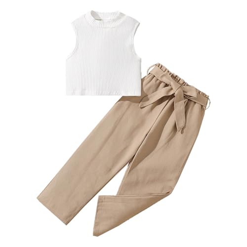 Girls Summer Outfits Sets Elastic Waist Casual Fashion Toddler Clothes with Pockets Comfortable Playwear