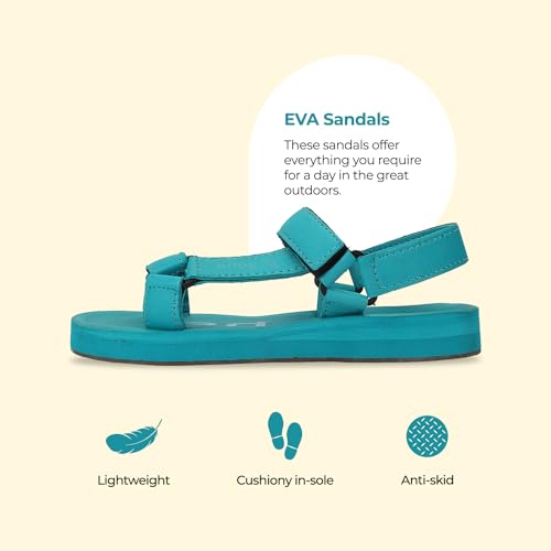 Image of YOHO EVA Sandals for Women | EVA sole | Comfortable cushioned sole with TPR base | Lightweight | Soft skin friendly straps | Adjustable straps | Velcro closure | Vibrant colour options
