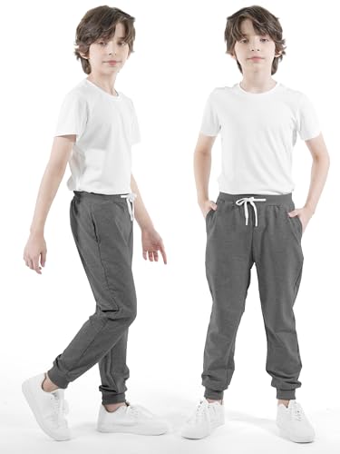 Resinta 3/4 Pack Boys Cotton Sweatpants Youth Active Joggers Kids Casual Pants with Drawstring and Pocket4