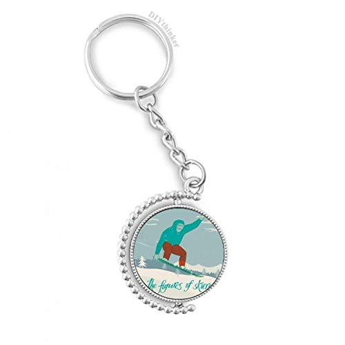 Porte-clés ski illustration rotatif DIYthinker 3 x 9 cm