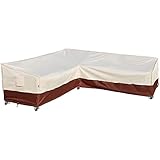 Outdoor Sectional Cover-V-Shaped Garden Patio Furniture Covers Waterproof Rip-Stop Anti-UV 600D Heavy Duty Outdoor Couch Cover with 3 Air Vents Sofa Cover 85''L 33.5''D 31''H,Beige & Reddish Brown