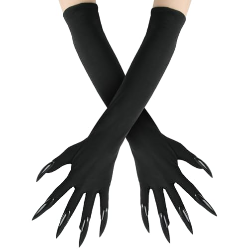 MAOSHYMS Halloween Handschuhe,Handschuhe mit Nägeln Lange Krallen,Hexe Teufel Pfote für Kostüm Halloween Party Cosplay