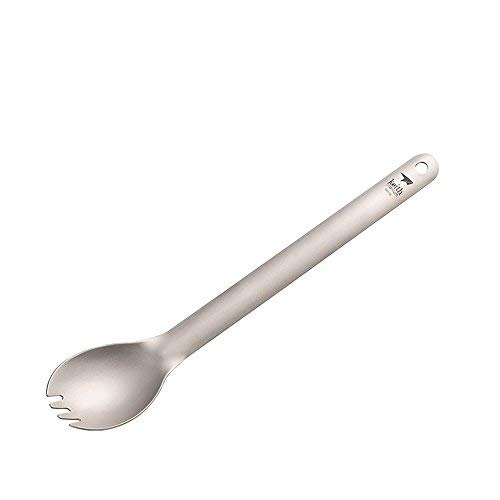 Keith Titanium Spork Camping Travel Ultralight Flatware Long Handle Spork only 20g with Gray pouch