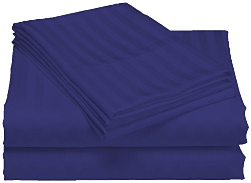 Scala Bedding 100% Egyptian Cotton Striped Round Bed 3 Piece Fitted Sheet & Pillowcases 400Tc King 96" Diameter Egyptian Blue #TOP1