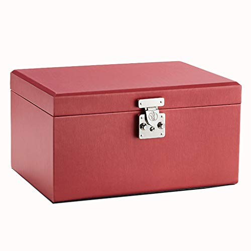 Preisvergleich Produktbild LIYANSBH - Uhrenbox Schmuckschatulle, abschließbare, tragbare Reisetasche, mit Innenspiegel, Uhrenkissen, Halskettenhaken, verdicktem Rahmen, Geschenk for die Liebsten