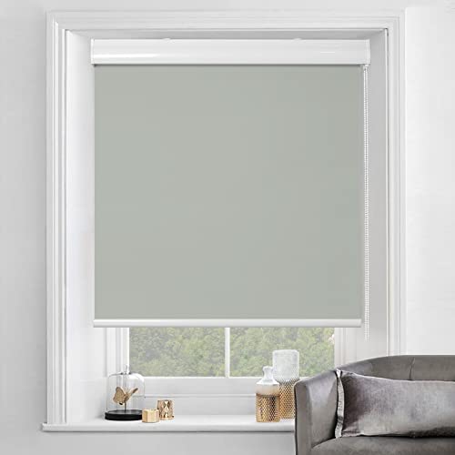 Allbright Roller Shades 100% Blackout Shades With Valance Cover (29" W X 72" H, Light Grey) Uv Protection Thermal Insulated Blackout Blinds For Windows, Easy To Install #TOP24