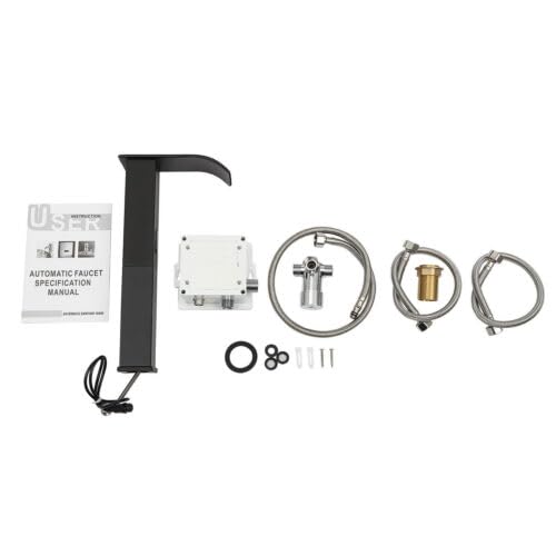Grifo de lavabo con sensor de infrarrojos, grifo mezclador monomando para baño, grifo mezclador automático sin contacto, grifo con sensor, cromo negro