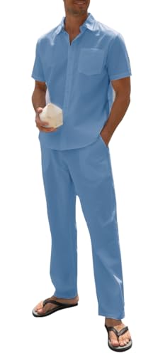 Ensemble 2 pièces en lin pour homme costume été et vêtement plage