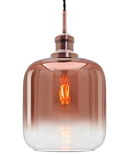 Modern Vintage Glass Pendant Light Copper Smoked and Clear Transparent Ceiling Lamp Shade M0201