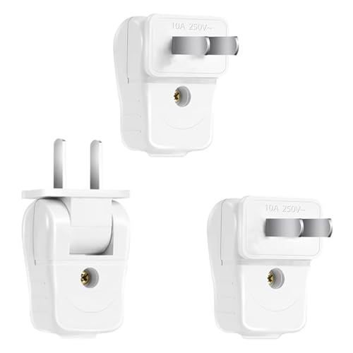 2 Prong Replacement Plug 2 Wire Rotatable Male Power Plug 3 Pcs White