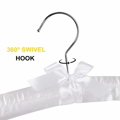 Amber Home S001-10 Pack 17 Inch Large White Satin Padded Hangers For Women Clothing, Anti Slip Cushioned Hangers For Sweaters thumb #3