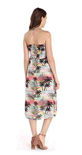 Image of Women's Hawaiian Luau Halter Dress in Signature Prints | Sleeveless halter dress, high-low hem; Hawaiian floral print; soft rayon, machine washable; luau, beach, cruise, party