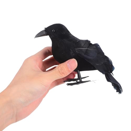 Corbeau noir Halloween réaliste lot de 3 décorations à plumes pour maison