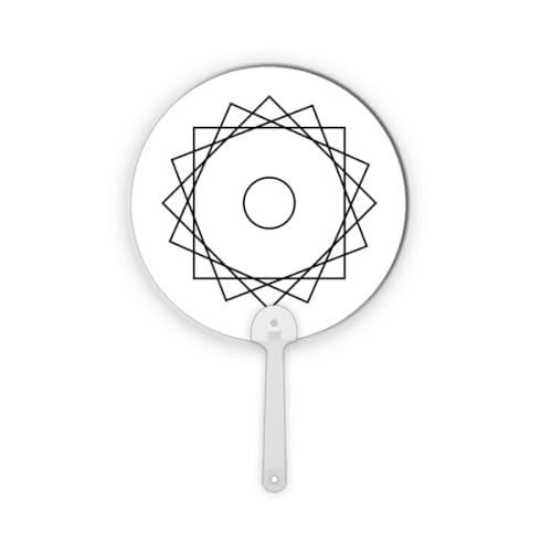 Éventail rond en plastique imperméable à symbole géométrique et design graphique rigide - 2