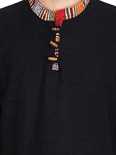 Ukal Inadian Mens Summer Fashion Cotton Khadi Ethnic Shirt-Short Kurta (as1, alpha, m, plus, regular, Black)4