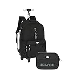 Kit Mochila Rodinha Com Estojo Box Luxcel Básica Reforçada Resistente (Preto)