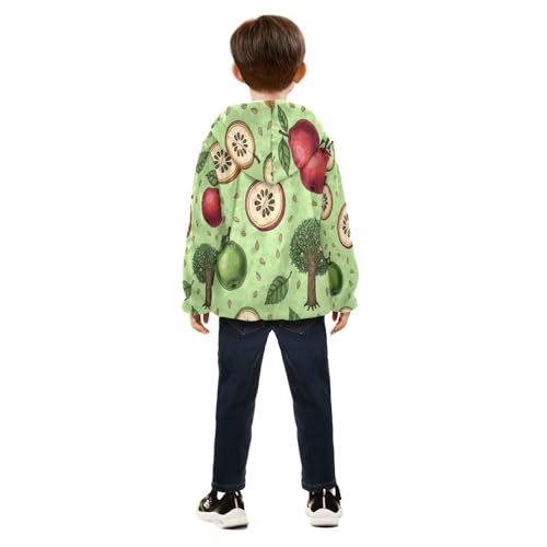 Fruit Trees Leaves and Seeds Toddler Fleece Jacket Girl Boys Hooded Fleece Jacket Coat Warm Outwear Zip-up 3-10T4