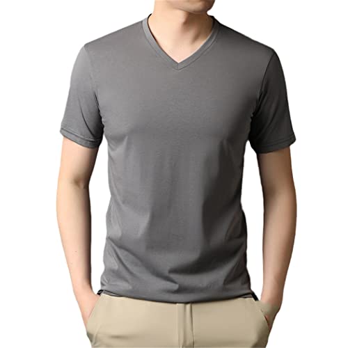 T-shirt d'été pour homme en coton gris taille L YIOLEAMP