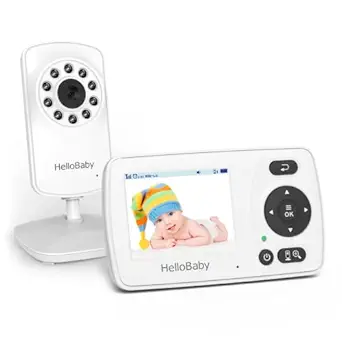 HelloBaby Monitor with Camera and Audio, 1000ft Long Range Video Baby Monitor-No WiFi, Night Vision, VOX Mode-Power Saving, 2.4’’ Portable Travel Screen, Baby Safety Camera, for Baby/Pet, Plug & Play