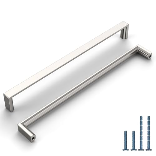 Image of 10 Pack 7.5 Inch(192mm) Kitchen Cabinet Handles Brushed Satin Nickel Cabinet Pulls Kitchen Cabinet Hardware Drawer Pulls for Cupboard Wardrobe