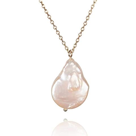 namana Baroque Pearl Pendant Necklace for Women, Gold Pendant Necklace with a Baroque Pearl, Simple Baroque Pearl Pendant Necklace for Women, Pearl Jewellery Gifts for Women and Teenage Girls Cover