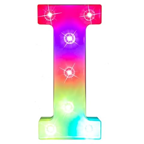 Glintee LED Letter Lights Sign Light Up Letters Sign for Night Light Wedding/Birthday Party Battery Powered Christmas Lamp Home Bar Decoration- (Colorful I) Cover