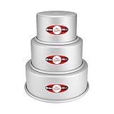 Fat Daddio's Juego de cacerolas redondas de aluminio anodizado de 3 niveles, 10 cm de profundidad