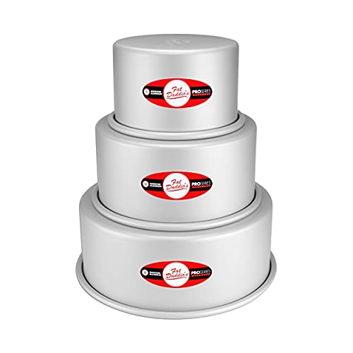Fat Daddio's Anodized Aluminum 3-Tiered Even Round Cake Pan Set, 4 Inch Depth by Fat Daddio's - Used condition - US$34.55