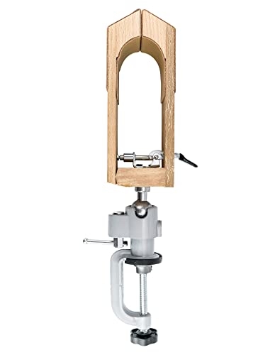 QWORK Leather Sewing Clamp Tool for Belts Bags and Purses 360 Degree Rotation Wooden Leather Craft Hand Sewing Holds Leather Firmly in Place