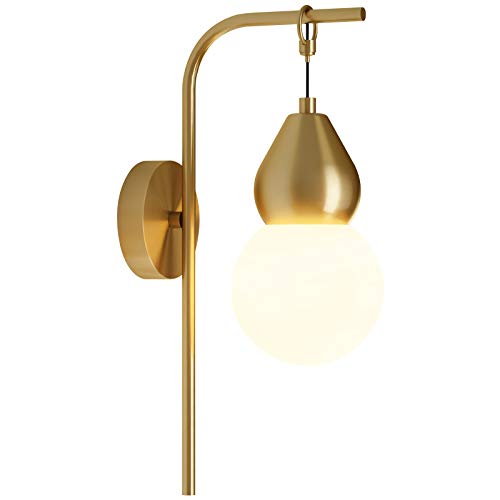 Lámpara de pared con 1 luz de vidrio moderno y base de metal retro para salón y baño